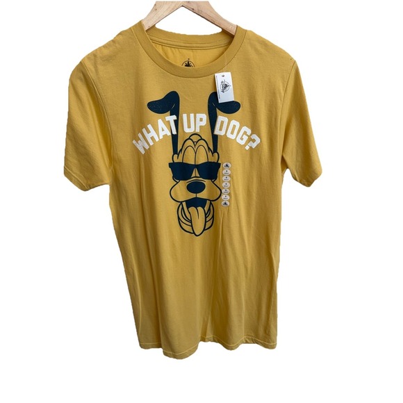 Disney Other - Disney Parks Pluto What Up Dog T Shirt Unisex Yellow Gold New Size Small NWT